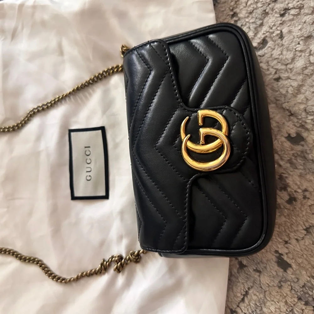 Gucci super mini marmont black bag - Picture 1 of 15